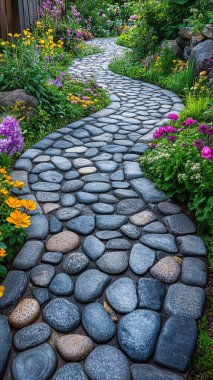 Bahçedeki taş geçit.