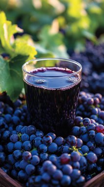 Bir demet üzümlü kırmızı şarap.