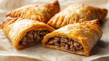 Ev yapımı Türk eti ve kıymalı börek.