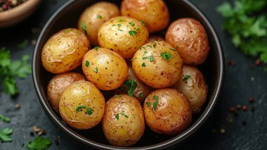 Maydanozlu haşlanmış yumurta. sağlıklı gıda konsepti.