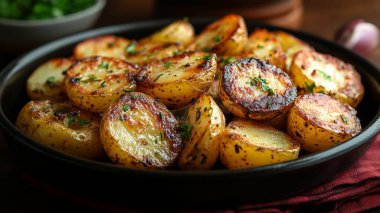 Kızarmış patates, otlu ve tuzlu.