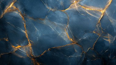 Koyu mavi mermer arka planda altın damarlar ve damarlar
