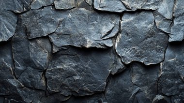 Siyah taş duvar arkaplanı. Siyah taş duvar arkaplanı. Koyu gri arka plan. Siyah kaya yüzeyli siyah doku arkaplanı