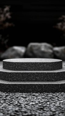 Koyu arkaplanda boş podyumun 3 boyutlu canlandırması