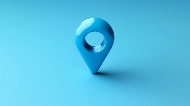 Mavi arkaplandaki harita simgesi, 3 boyutlu görüntüleme.
