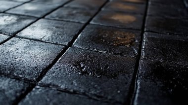 Yağmurdan sonra koyu ıslak zemin