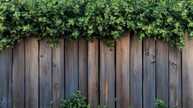 Sarmaşık yapraklı ahşap duvar.