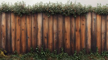 Yeşil yosunlu ahşap çit