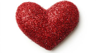 Beyaz arka planda parıltılı kalp