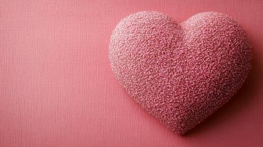 Pembe arka planda kalp şekli. Sevgililer Günü.