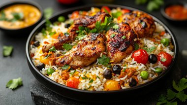 tavuk biryani, tavuk pilavı, biryani basmati pilavı - tavuk basmati, tavuk ve basmati pilavı kasede..