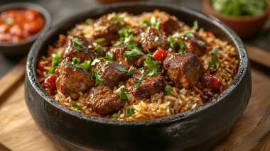 Tavada pilav olan lezzetli Türk pilavı.