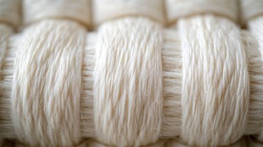 Kış için beyaz örgü ipliklerinden yakın.