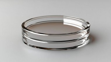 3D görüntüleme. Koyu gri arka planda yuvarlak kapaklı beyaz yuvarlak cam kavanoz..