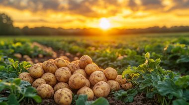Genç organik patates tarlada