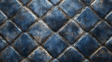 Perçinli mavi metal arka plan. 3d oluşturma