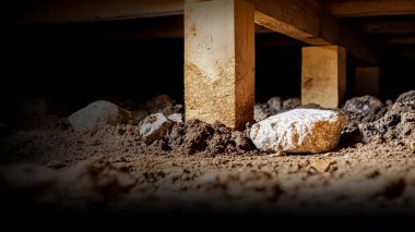 Bir yığın taş ve beton zemin.