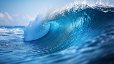 Sahilde okyanus dalgası.