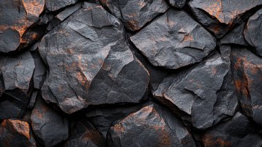 Tasarım için kopyalama alanı olan siyah kaya dokusu arkaplanı