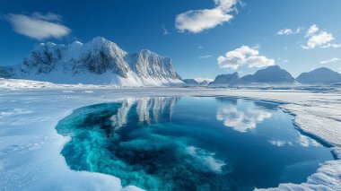 Dağlardaki gölün güzel manzarası