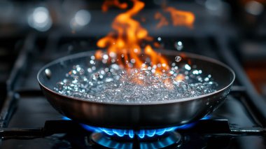 Mutfakta yanan soba.