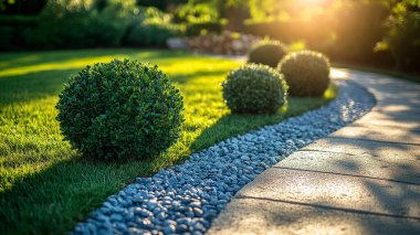 Gün batımında bahçede patika