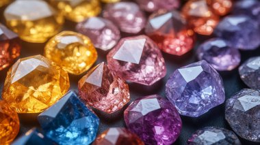 Beyaz arkaplandaki mücevherler için renkli kristal taşlar