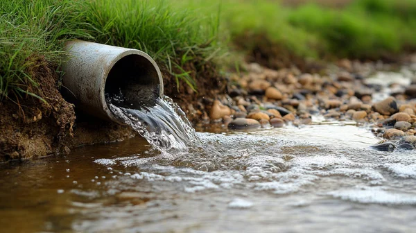 Çimlerin üzerinde su borusu