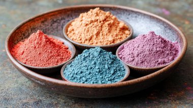 Makyaj için renkli toz ve renk tozu seti