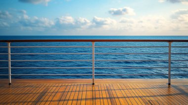 Deniz manzaralı boş bir güverte.