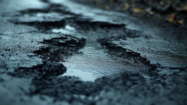 Tekerlekli ıslak bir yol..