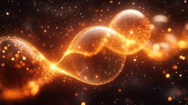 Parlayan parçacıkların olduğu soyut dalga. 3d oluşturma