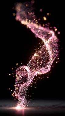 Parlayan parçacıkların soyut 3 boyutlu canlandırması.