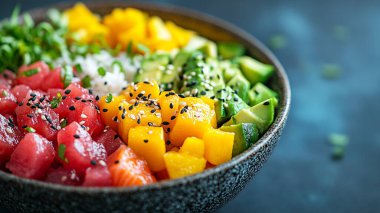 Avokado ile taze sağlıklı sebze karışımı.