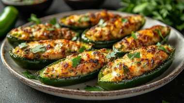 Jalapeno ve peynirli ev yapımı yeşil biber.