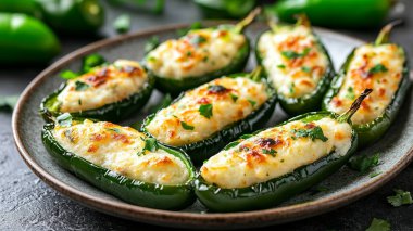 Doldurulmuş biber, yeşil fasulye, peynir ve sarımsak.