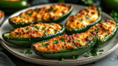 Ev yapımı kabak dolması pilav, peynir ve otlarla.