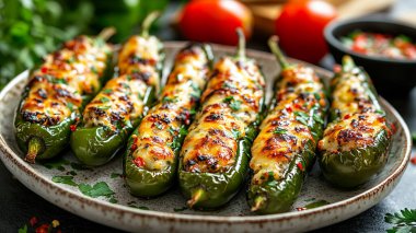 Domates ve sarımsaklı ızgara patlıcan.