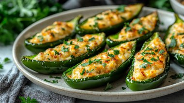 Peynirli ve sarımsaklı biber dolması.