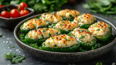 Pirinç, peynir ve domatesli kabak dolması.