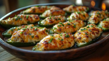 Peynirli, biberli ve soğanlı ızgara sebze.