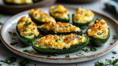 Peynir ve bitkilerle doldurulmuş biber ve kabak.