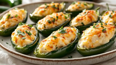 Peynir ve sarımsaklı biber dolması. Yakın çekim.