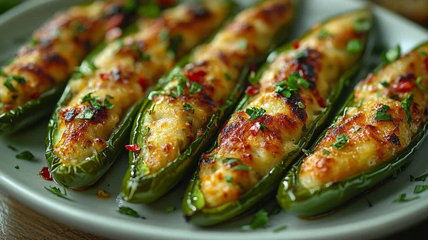 Peynir ve sebzeyle doldurulmuş biber.