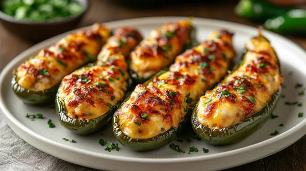 fırında kabak ve peynir, domates ve bitkilerle doldurulmuş biber.