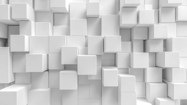 Beyaz küp arkaplanının 3 boyutlu canlandırması