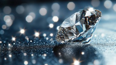 Parlak arkaplanda elmas yüzük