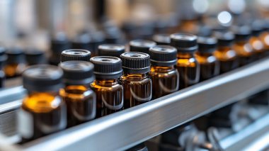 Eczanedeki tıbbi şişeyi kapat, seçici odaklanma..