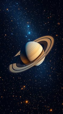 Derin uzayda satürn. Bu görüntünün unsurları Nasa tarafından desteklenmektedir.