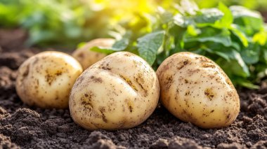 Toprakta organik patates.